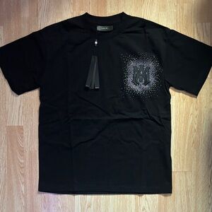 AMIRI Black Short-Sleeve Tee with Embellished Monogram